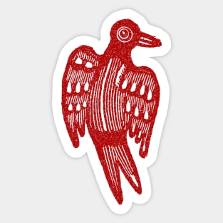 Aztec Mayan Style Crow curve wavy pattern On white background Sticker